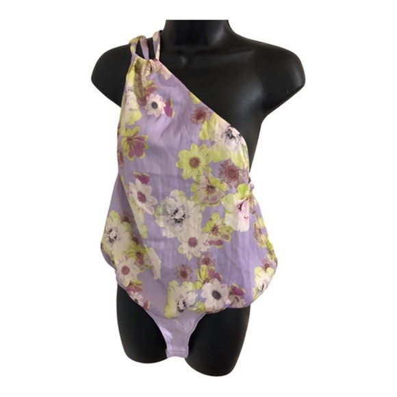 FREE PEOPLE Intimately free soft‎ Flutter one shoulder neck tie halter Bodysuit - Picture 6 of 8